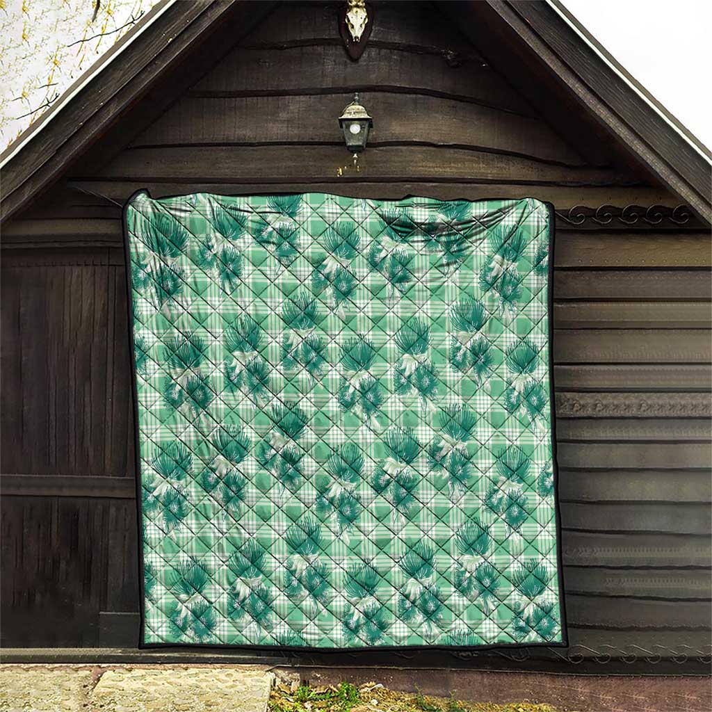 Green Palaka Hawaii Quilt Hawaiian Lehua Blossoms