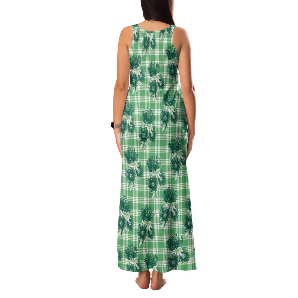 Green Palaka Hawaii Tank Maxi Dress Hawaiian Lehua Blossoms LT05 - Polynesian Pride
