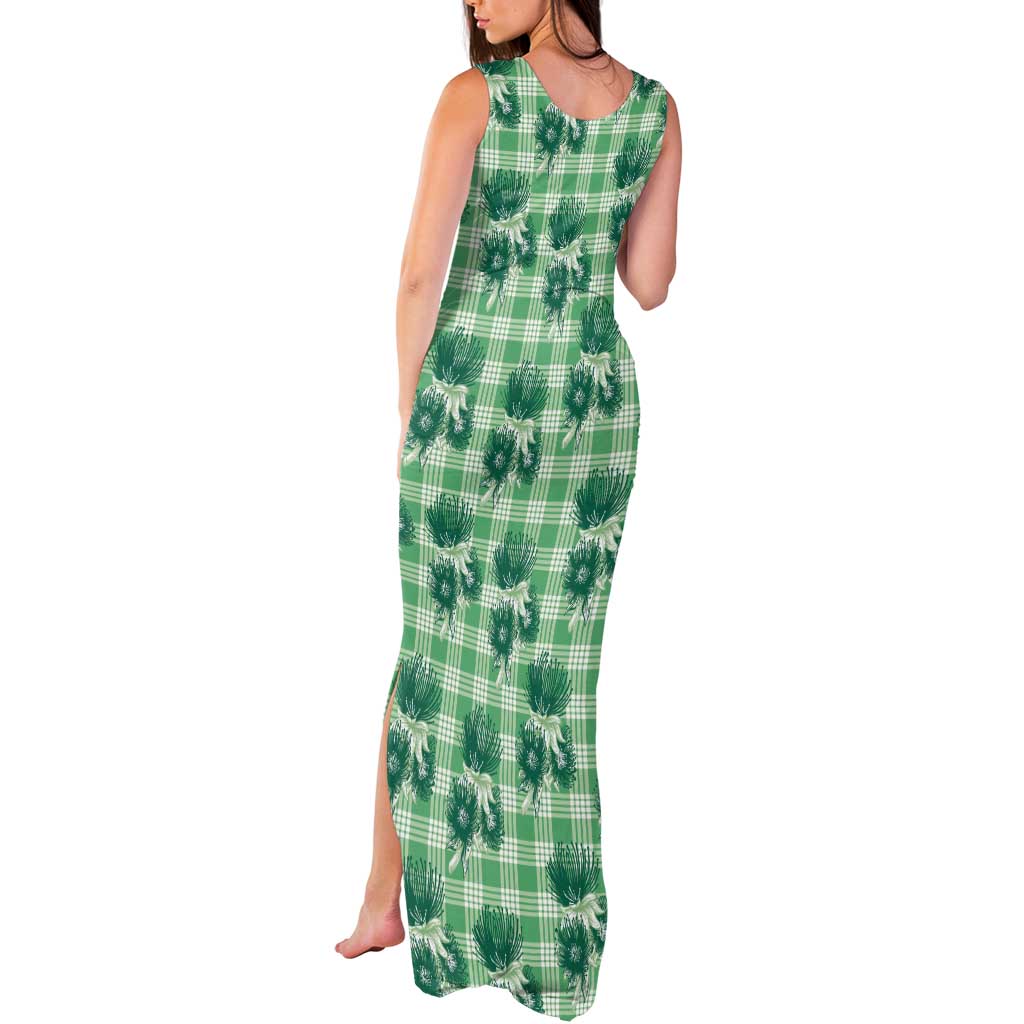 Green Palaka Hawaii Tank Maxi Dress Hawaiian Lehua Blossoms LT05 - Polynesian Pride