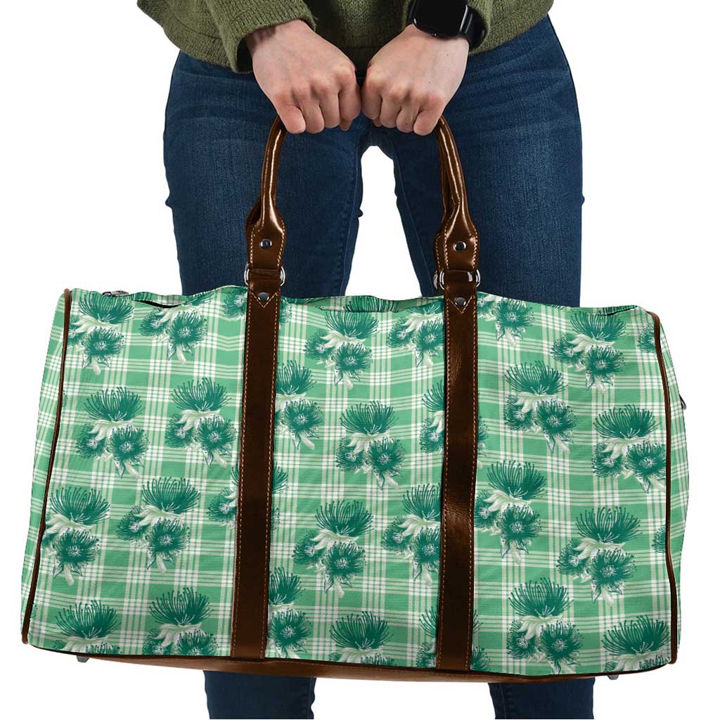 Green Palaka Hawaii Travel Bag Hawaiian Lehua Blossoms LT05 Green - Polynesian Pride