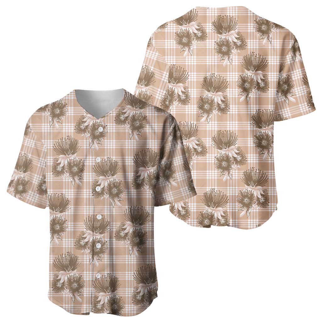 Brown Palaka Hawaii Baseball Jersey Hawaiian Lehua Blossoms