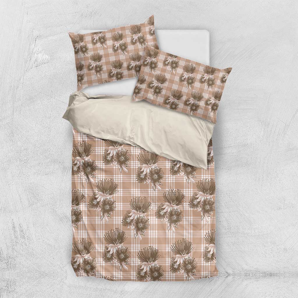 Brown Palaka Hawaii Bedding Set Hawaiian Lehua Blossoms