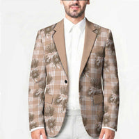 Brown Palaka Hawaii Blazer Hawaiian Lehua Blossoms
