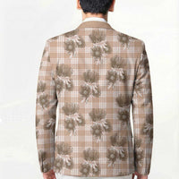 Brown Palaka Hawaii Blazer Hawaiian Lehua Blossoms
