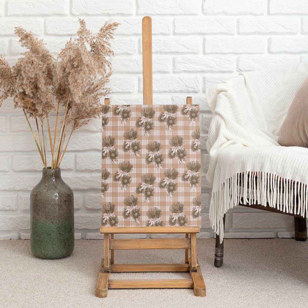 Brown Palaka Hawaii Canvas Wall Art Hawaiian Lehua Blossoms