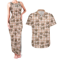 Brown Palaka Hawaii Couples Matching Tank Maxi Dress and Hawaiian Shirt Hawaiian Lehua Blossoms LT05 Brown - Polynesian Pride