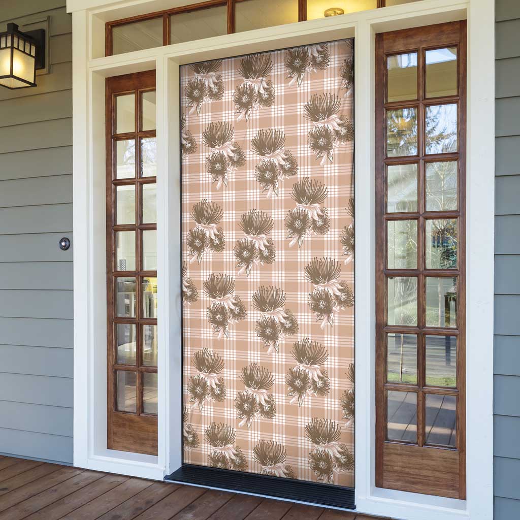 Brown Palaka Hawaii Door Cover Hawaiian Lehua Blossoms