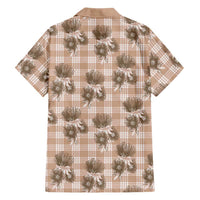 Brown Palaka Hawaii Family Matching Off Shoulder Short Dress and Hawaiian Shirt Hawaiian Lehua Blossoms LT05 - Polynesian Pride
