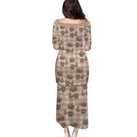 Brown Palaka Hawaii Family Matching Puletasi and Hawaiian Shirt Hawaiian Lehua Blossoms LT05 - Polynesian Pride
