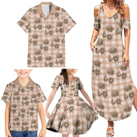 Brown Palaka Hawaii Family Matching Summer Maxi Dress and Hawaiian Shirt Hawaiian Lehua Blossoms LT05 - Polynesian Pride