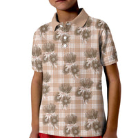 Brown Palaka Hawaii Kid Polo Shirt Hawaiian Lehua Blossoms