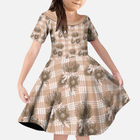 Brown Palaka Hawaii Kid Short Sleeve Dress Hawaiian Lehua Blossoms LT05 KID Brown - Polynesian Pride