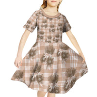 Brown Palaka Hawaii Kid Short Sleeve Dress Hawaiian Lehua Blossoms LT05 - Polynesian Pride