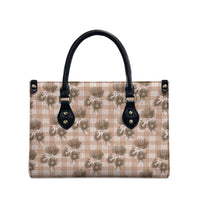 Brown Palaka Hawaii Leather Bag Hawaiian Lehua Blossoms