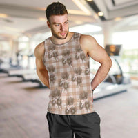 Brown Palaka Hawaii Men Tank Top Hawaiian Lehua Blossoms