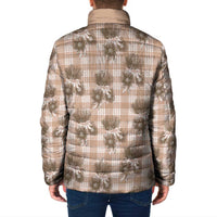 Brown Palaka Hawaii Padded Jacket Hawaiian Lehua Blossoms