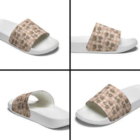 Brown Palaka Hawaii Slide Sandals Hawaiian Lehua Blossoms