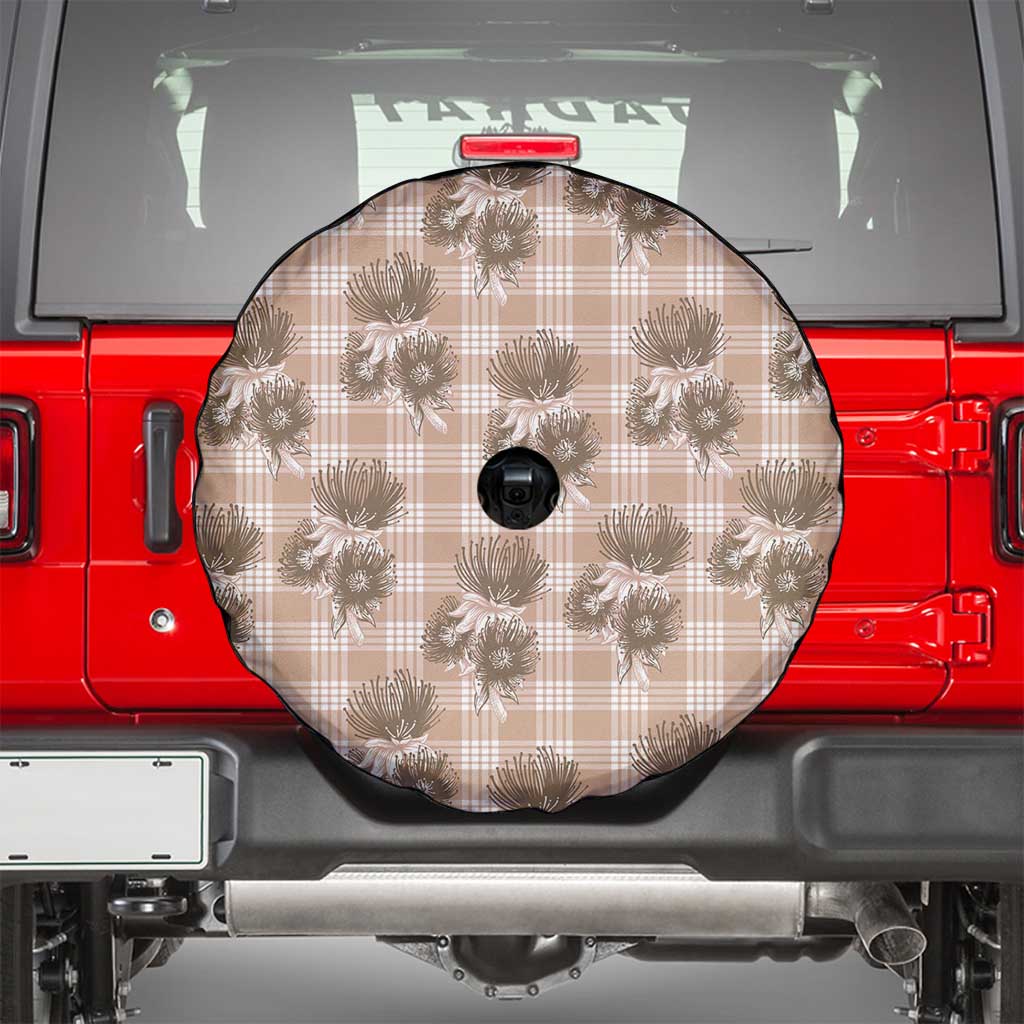Brown Palaka Hawaii Spare Tire Cover Hawaiian Lehua Blossoms