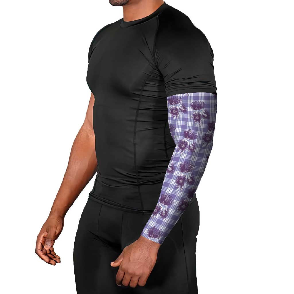 Purple Palaka Hawaii Arm Sleeves Hawaiian Lehua Blossoms