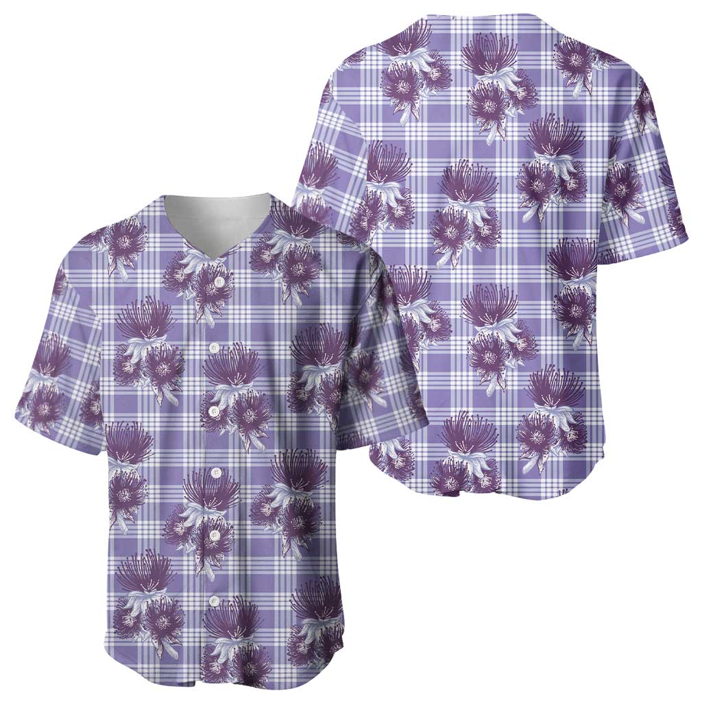 Purple Palaka Hawaii Baseball Jersey Hawaiian Lehua Blossoms