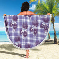 Purple Palaka Hawaii Beach Blanket Hawaiian Lehua Blossoms