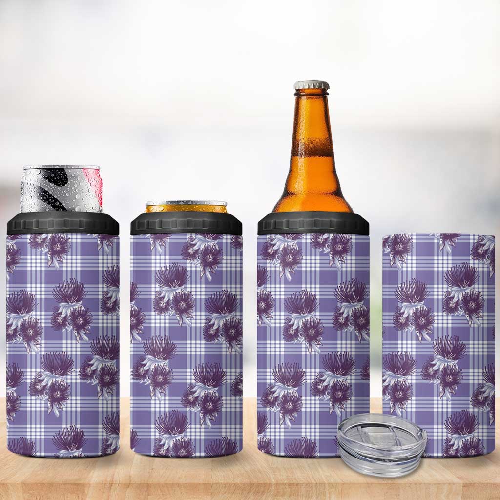Purple Palaka Hawaii 4 in 1 Can Cooler Tumbler Hawaiian Lehua Blossoms LT05 - Polynesian Pride