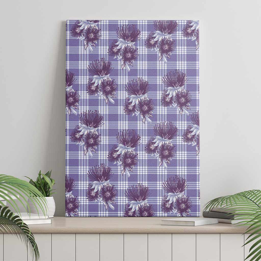 Purple Palaka Hawaii Canvas Wall Art Hawaiian Lehua Blossoms