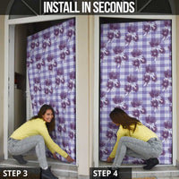 Purple Palaka Hawaii Door Cover Hawaiian Lehua Blossoms