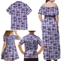 Purple Palaka Hawaii Family Matching Off Shoulder Maxi Dress and Hawaiian Shirt Hawaiian Lehua Blossoms LT05 - Polynesian Pride