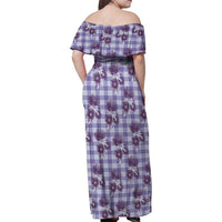 Purple Palaka Hawaii Family Matching Off Shoulder Maxi Dress and Hawaiian Shirt Hawaiian Lehua Blossoms LT05 - Polynesian Pride