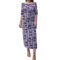 Purple Palaka Hawaii Family Matching Puletasi and Hawaiian Shirt Hawaiian Lehua Blossoms LT05 Mom's Dress Purple - Polynesian Pride