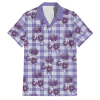 Purple Palaka Hawaii Family Matching Short Sleeve Bodycon Dress and Hawaiian Shirt Hawaiian Lehua Blossoms LT05 Dad's Shirt - Short Sleeve Purple - Polynesian Pride