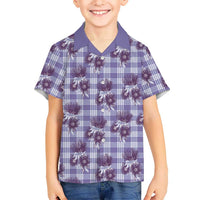 Purple Palaka Hawaii Family Matching Tank Maxi Dress and Hawaiian Shirt Hawaiian Lehua Blossoms LT05 Son's Shirt Purple - Polynesian Pride