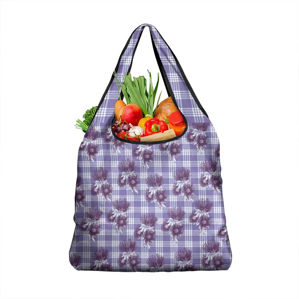 Purple Palaka Hawaii Grocery Bag Hawaiian Lehua Blossoms