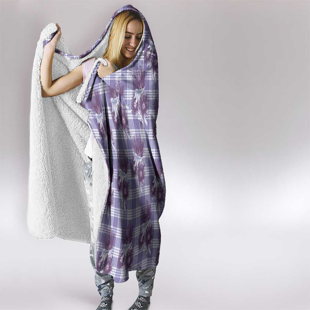 Purple Palaka Hawaii Hooded Blanket Hawaiian Lehua Blossoms