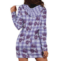 Purple Palaka Hawaii Hoodie Dress Hawaiian Lehua Blossoms LT05 - Polynesian Pride