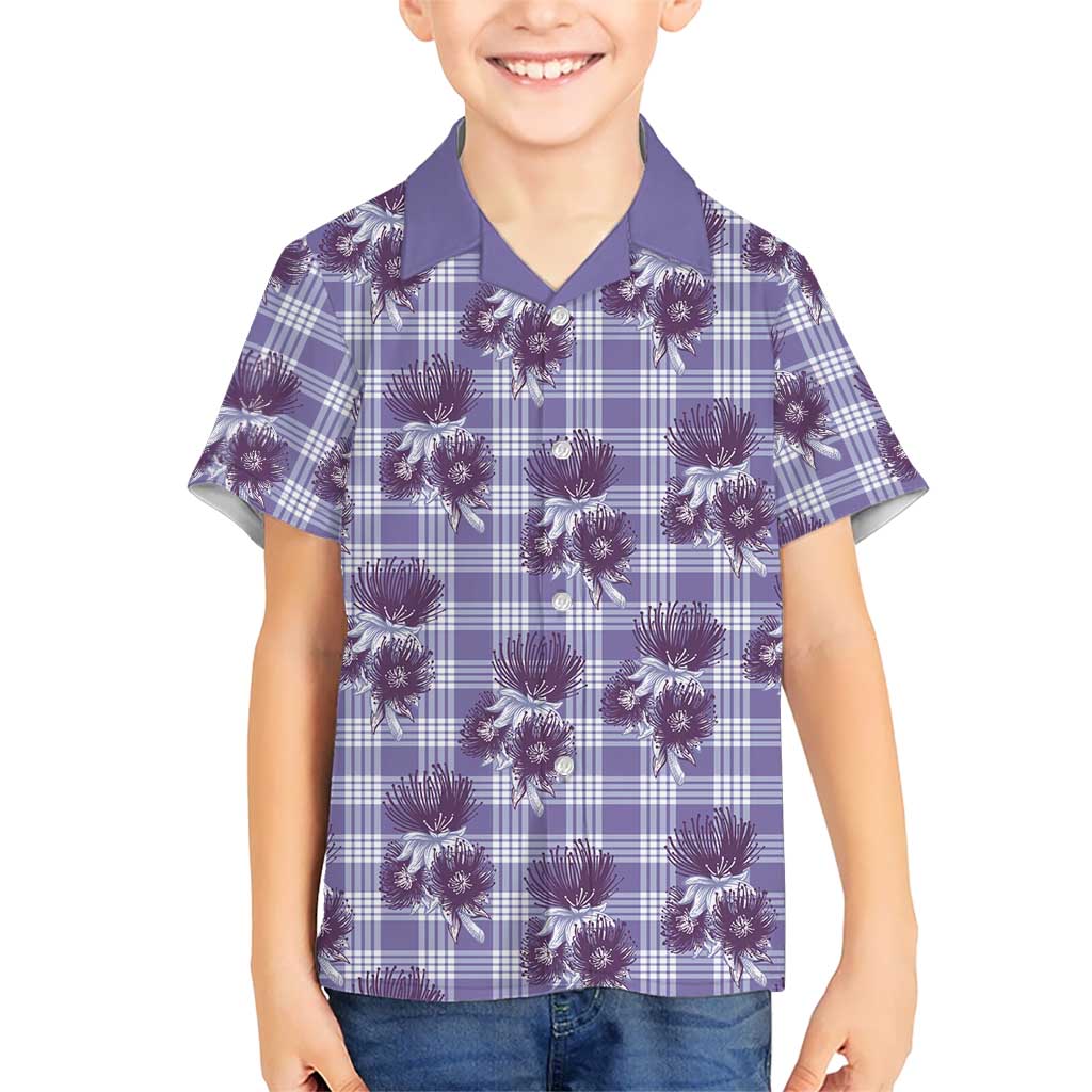 Purple Palaka Hawaii Kid Hawaiian Shirt Hawaiian Lehua Blossoms LT05 Kid Purple - Polynesian Pride