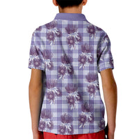 Purple Palaka Hawaii Kid Polo Shirt Hawaiian Lehua Blossoms
