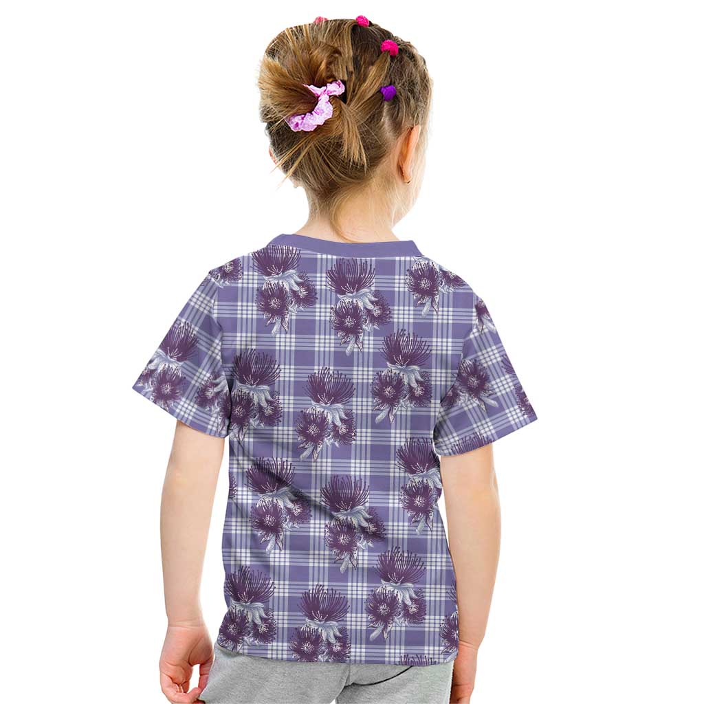 Purple Palaka Hawaii Kid T Shirt Hawaiian Lehua Blossoms