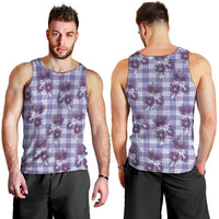 Purple Palaka Hawaii Men Tank Top Hawaiian Lehua Blossoms