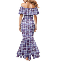 Purple Palaka Hawaii Mermaid Dress Hawaiian Lehua Blossoms