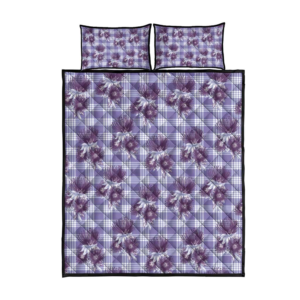 Purple Palaka Hawaii Quilt Bed Set Hawaiian Lehua Blossoms