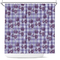 Purple Palaka Hawaii Shower Curtain Hawaiian Lehua Blossoms