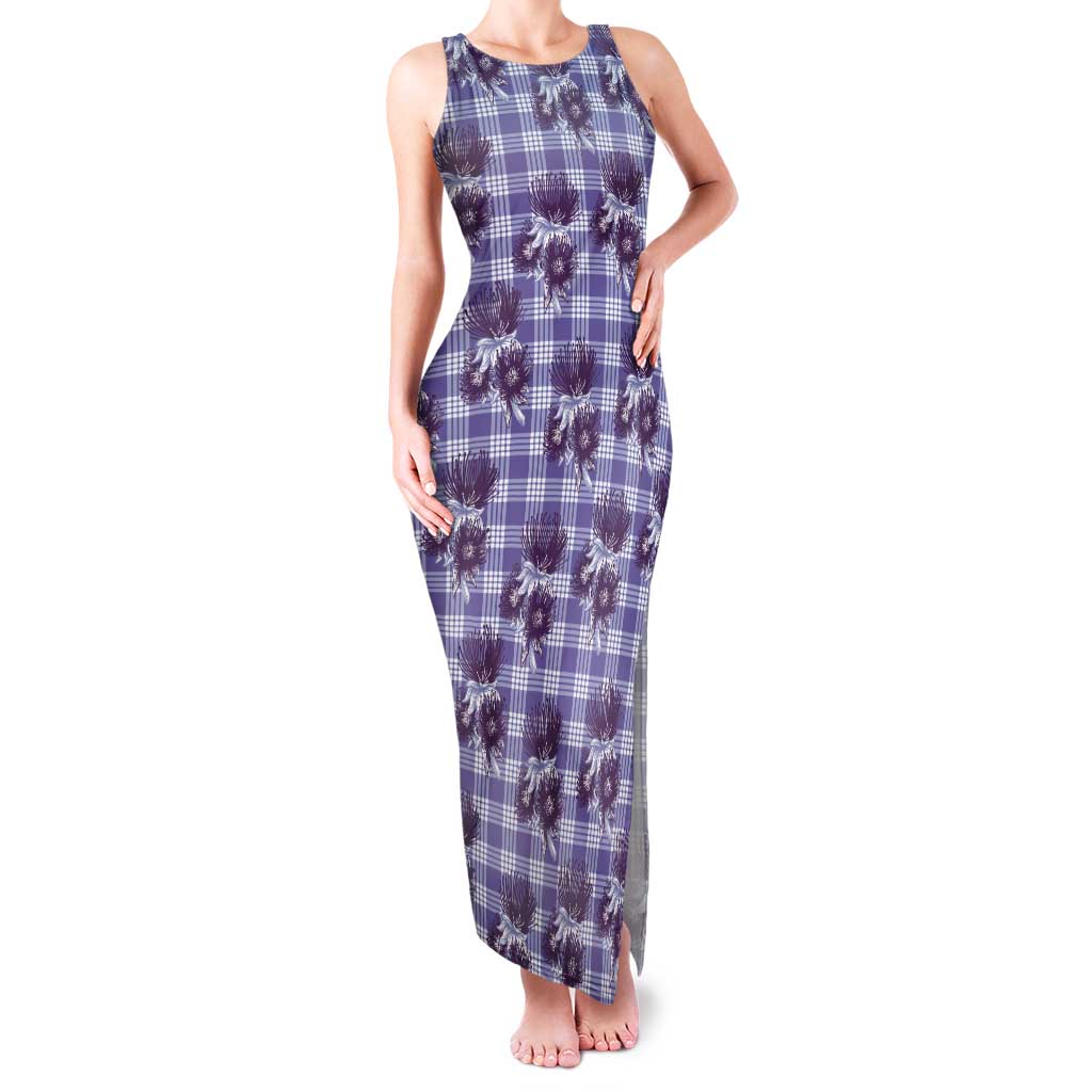 Purple Palaka Hawaii Tank Maxi Dress Hawaiian Lehua Blossoms LT05 Women Purple - Polynesian Pride