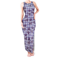 Purple Palaka Hawaii Tank Maxi Dress Hawaiian Lehua Blossoms LT05 Women Purple - Polynesian Pride