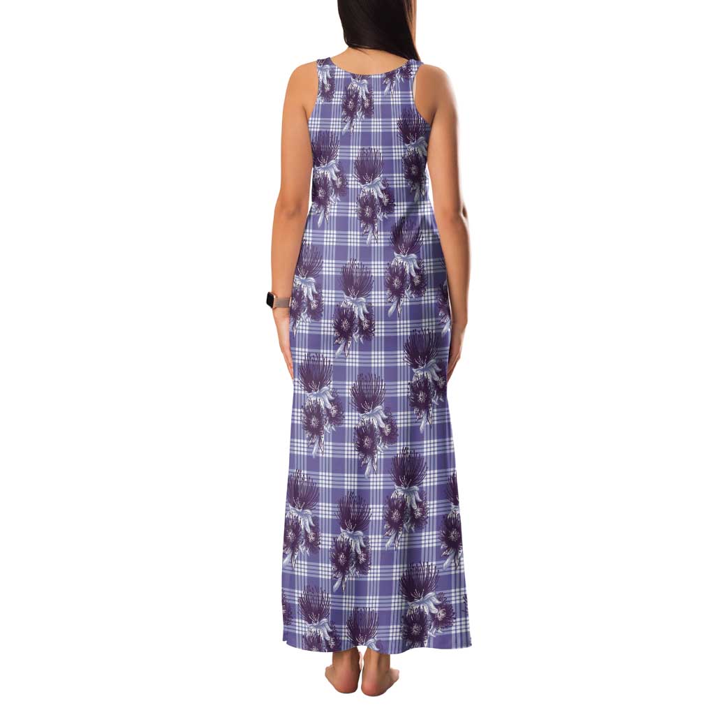 Purple Palaka Hawaii Tank Maxi Dress Hawaiian Lehua Blossoms LT05 - Polynesian Pride