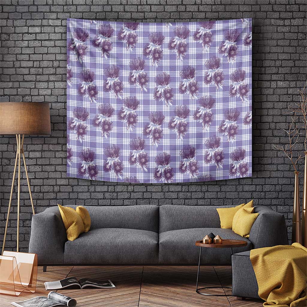 Purple Palaka Hawaii Tapestry Hawaiian Lehua Blossoms