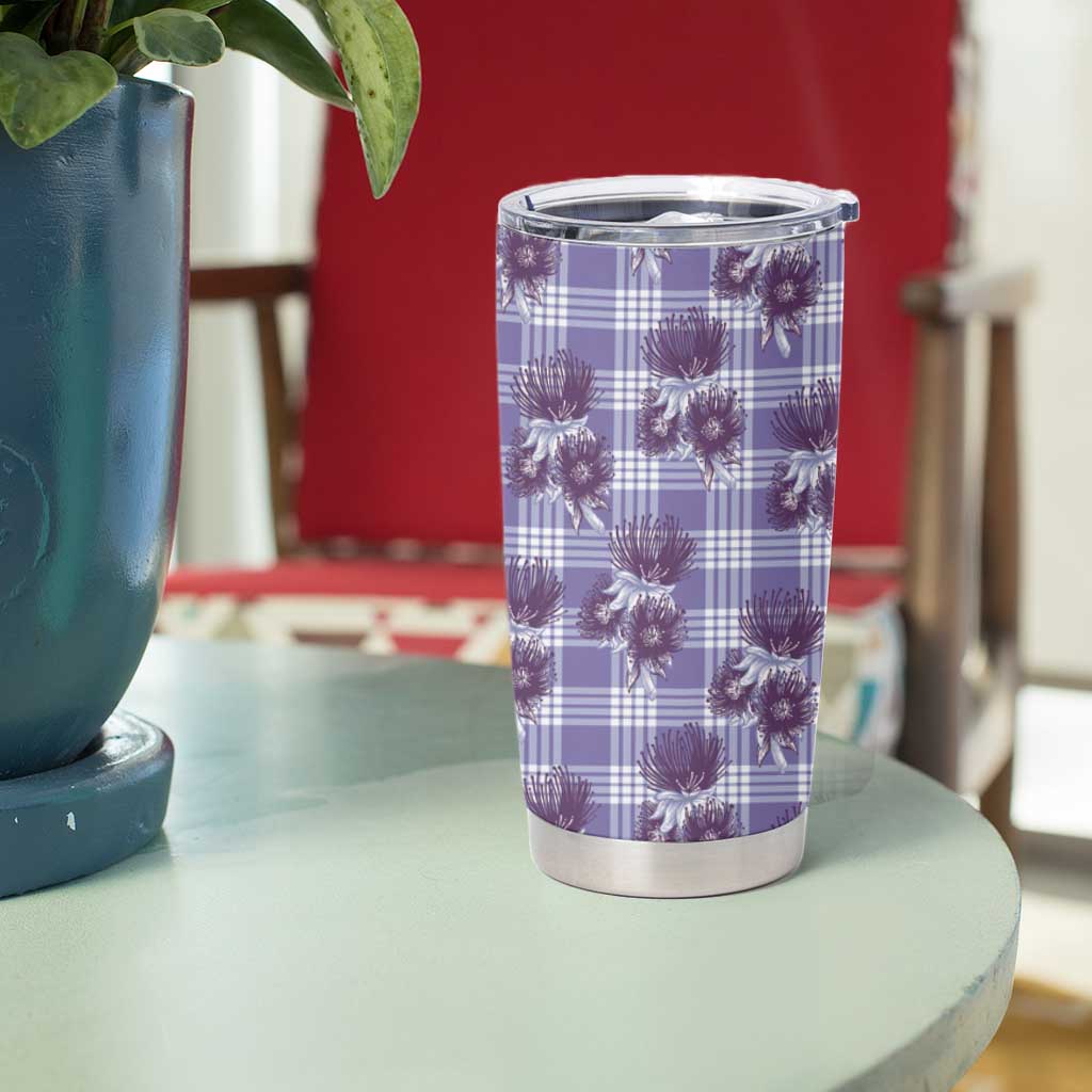 Purple Palaka Hawaii Tumbler Cup Hawaiian Lehua Blossoms
