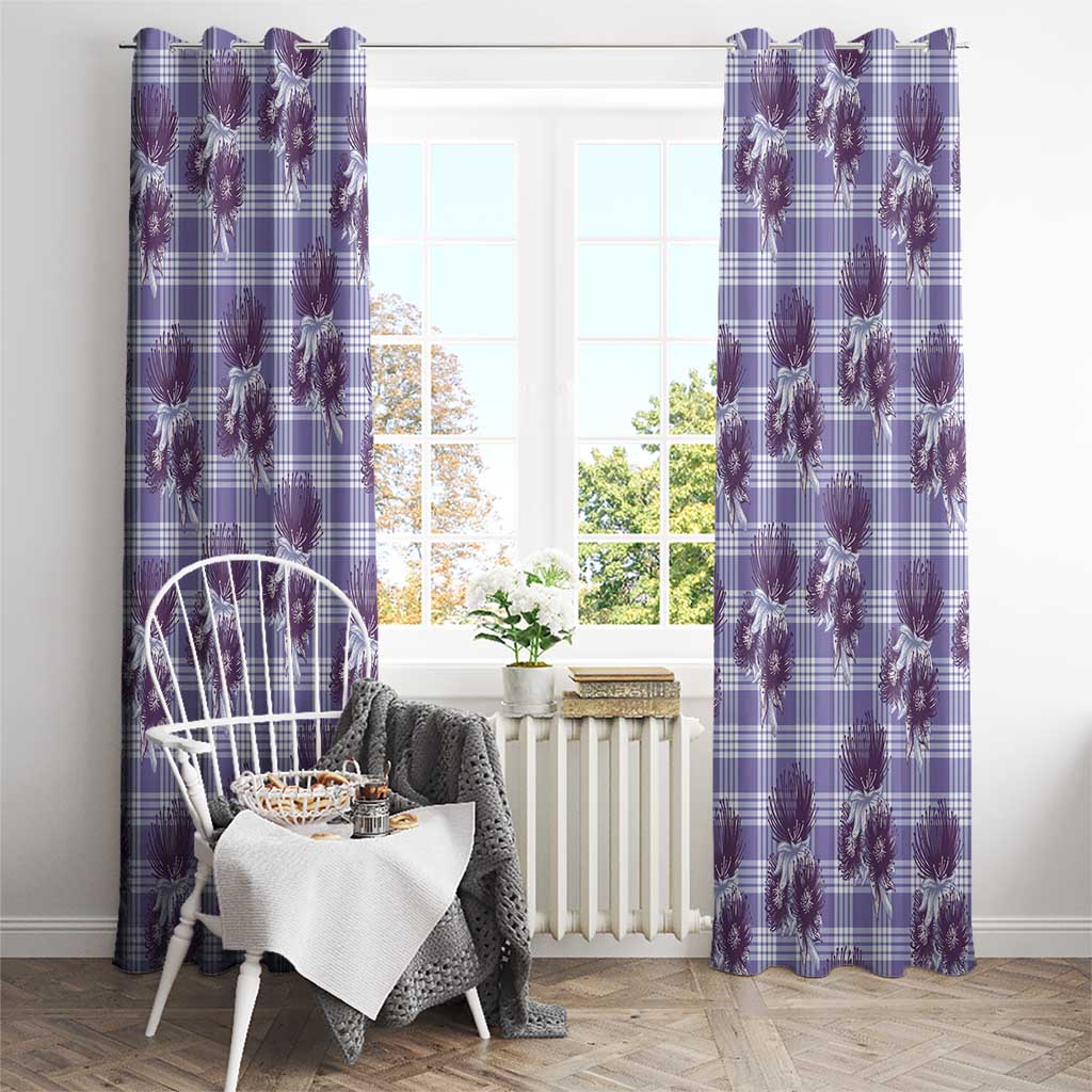Purple Palaka Hawaii Window Curtain Hawaiian Lehua Blossoms