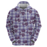 Purple Palaka Hawaii Zip Hoodie Hawaiian Lehua Blossoms